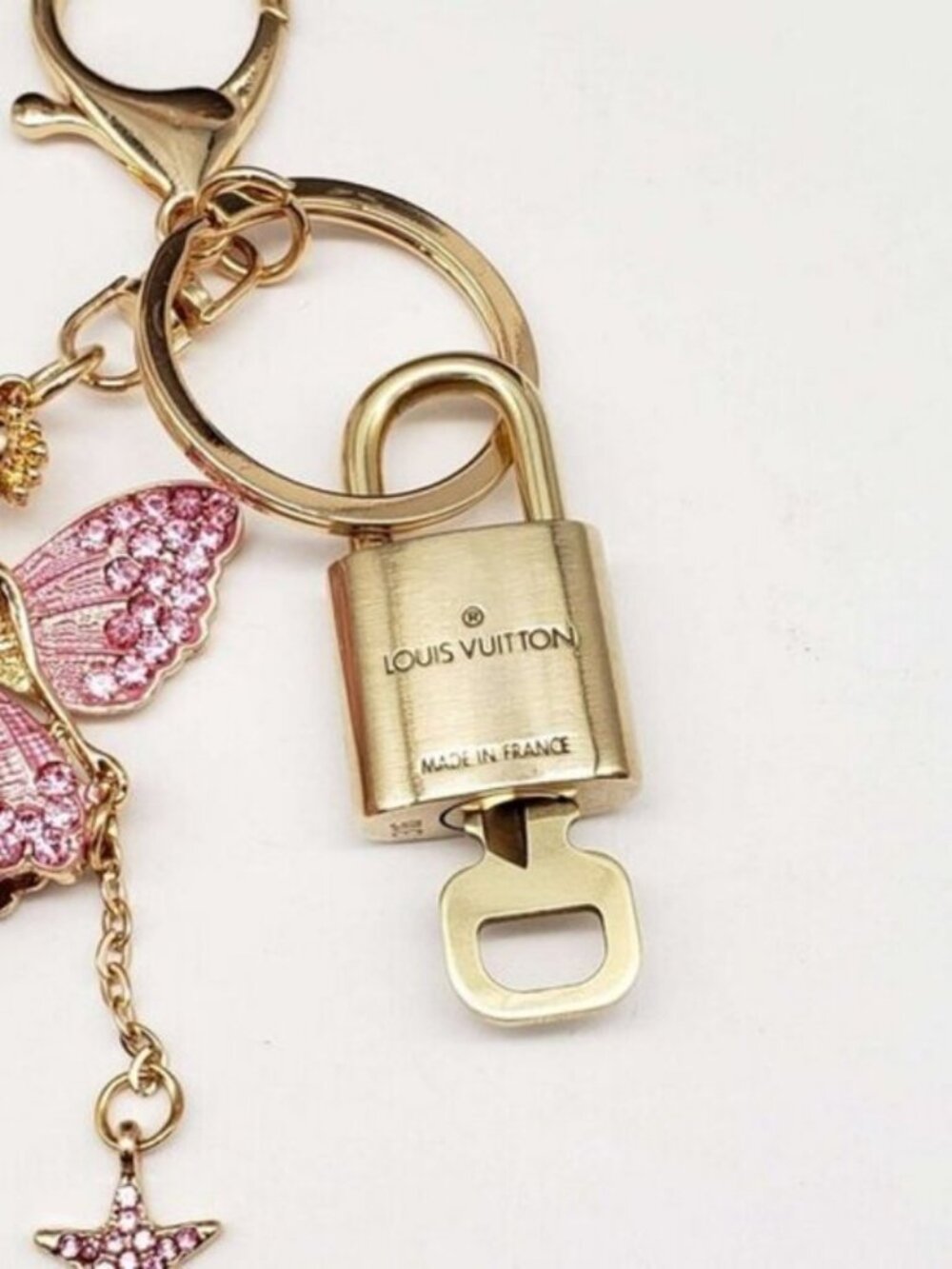 LV Gold Padlock & Key 🔒 Authentic Louis Vuitton Bag Unbranded Fairy Charm - Picture 5 of 7